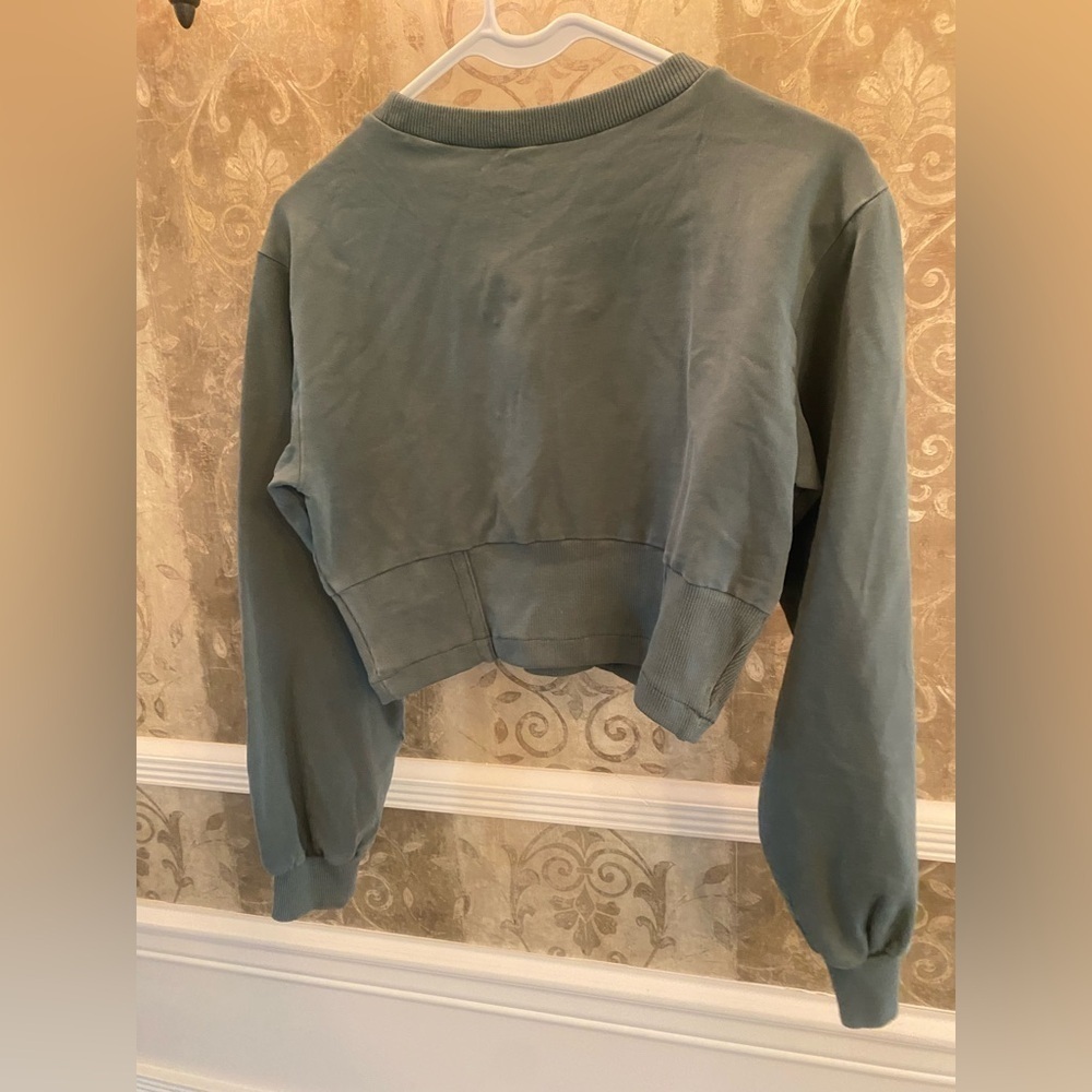 BB Dakota Green Cropped Fitted Long Sleeve pullover - Picture 5 of 6
